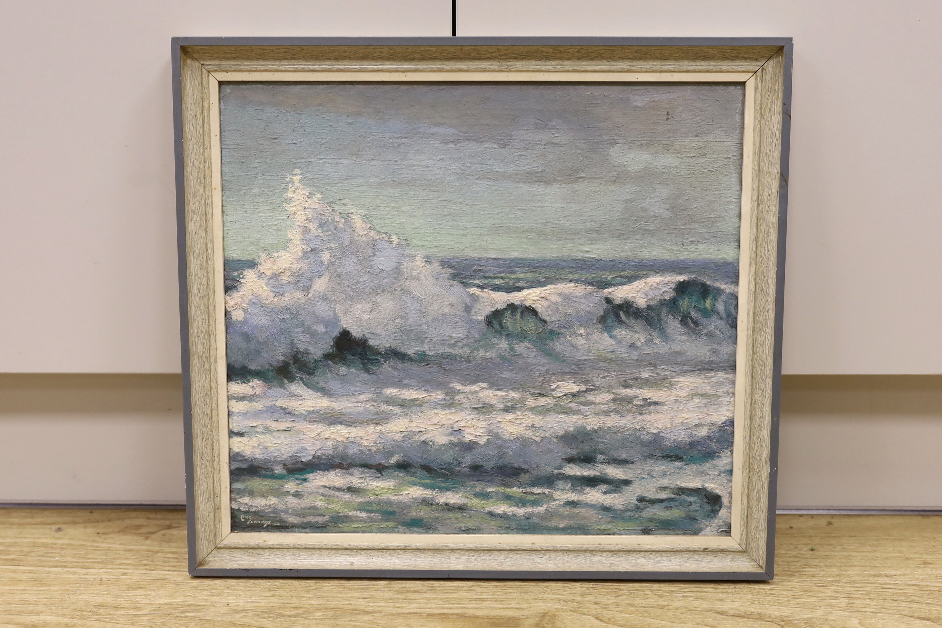 Charles Jennings (fl.1919-1935), oil on board, 'Morning after gale, Cornwall', signed, 37 x 41cm
